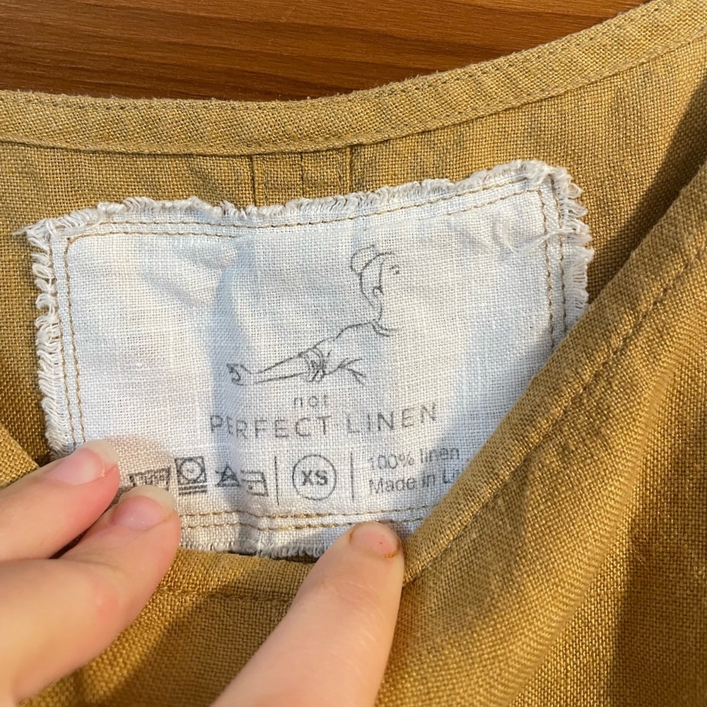 “Not Perfect Linen” Amber yellow RENNES-2 oversized linen dress - Picture 4 of 6